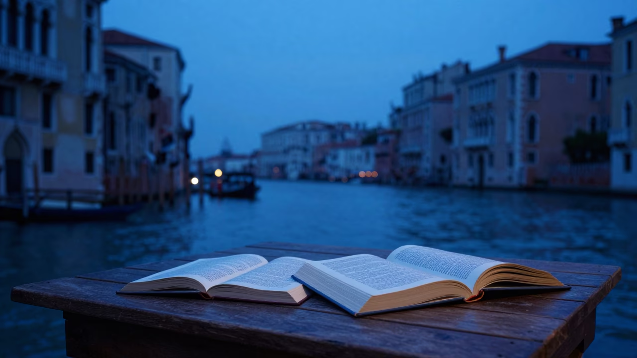 Blue Hour in Venice at The Last Blue Light Of Evening in in Venice, Italy