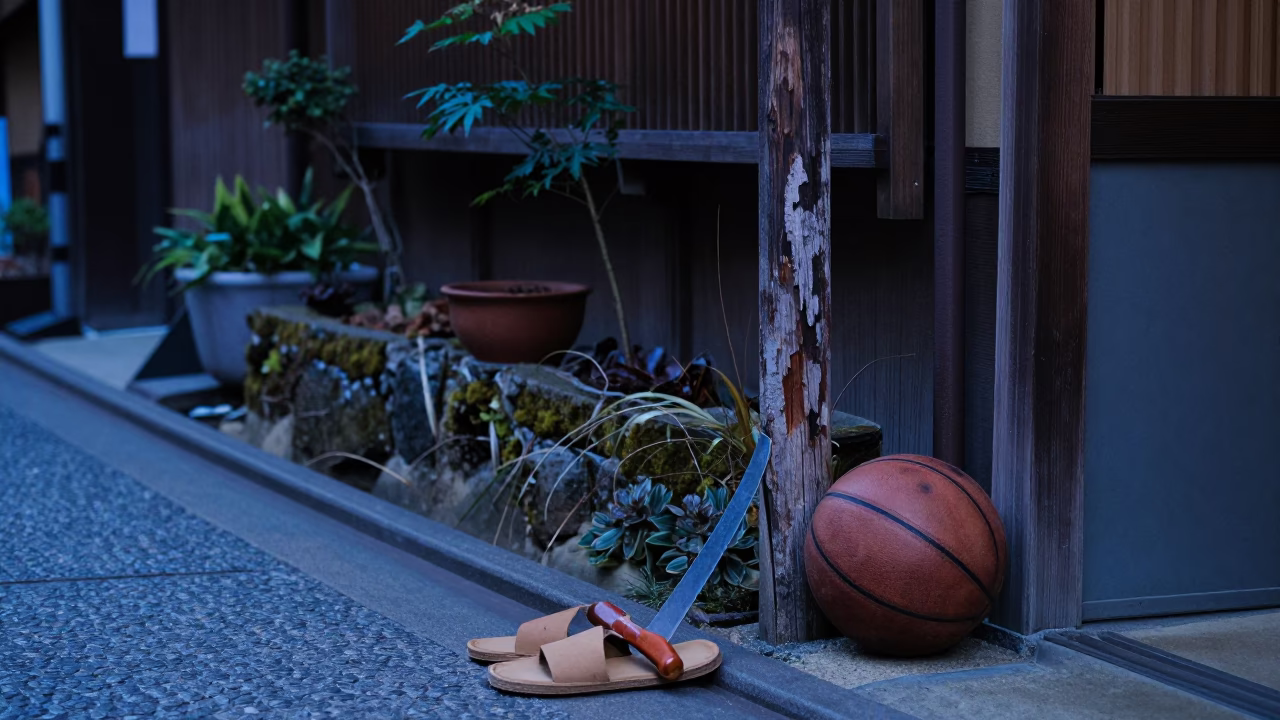 Blue Hour Kyoto Street Scene with Traditional Craftsmanship and Terraced Garden Funicular in in Kyoto, Japan
