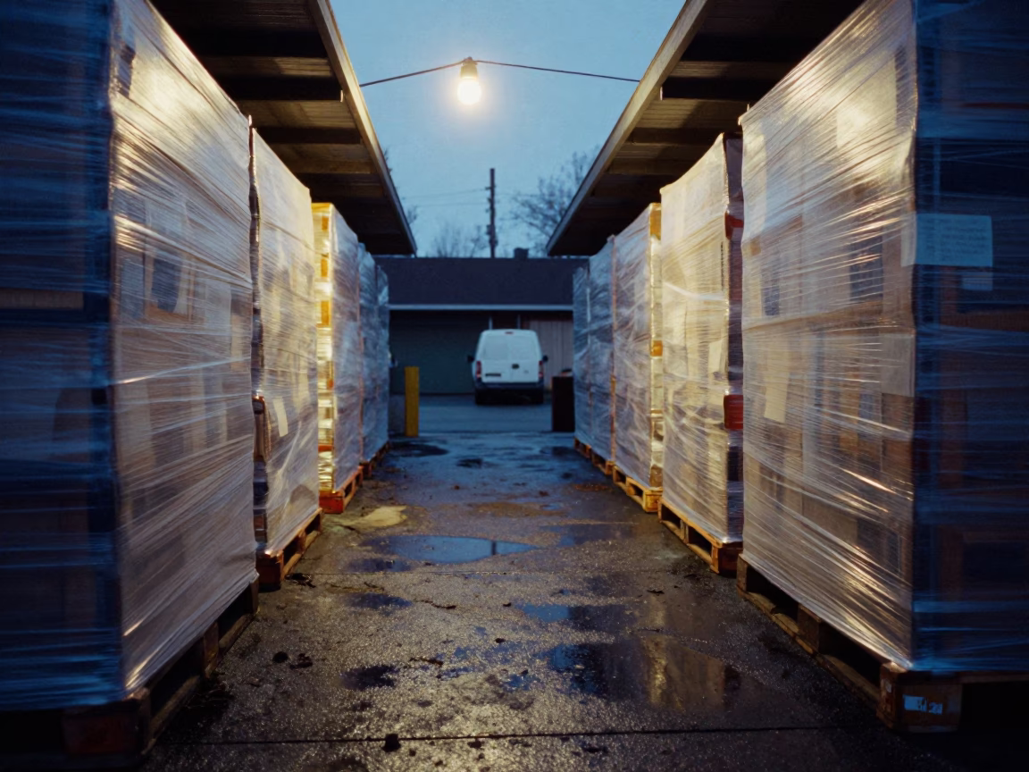 Blue Hour Loading Dock Vancouver Street in in a trailer yard outside the warehouse near Strathcona, Vancouver
