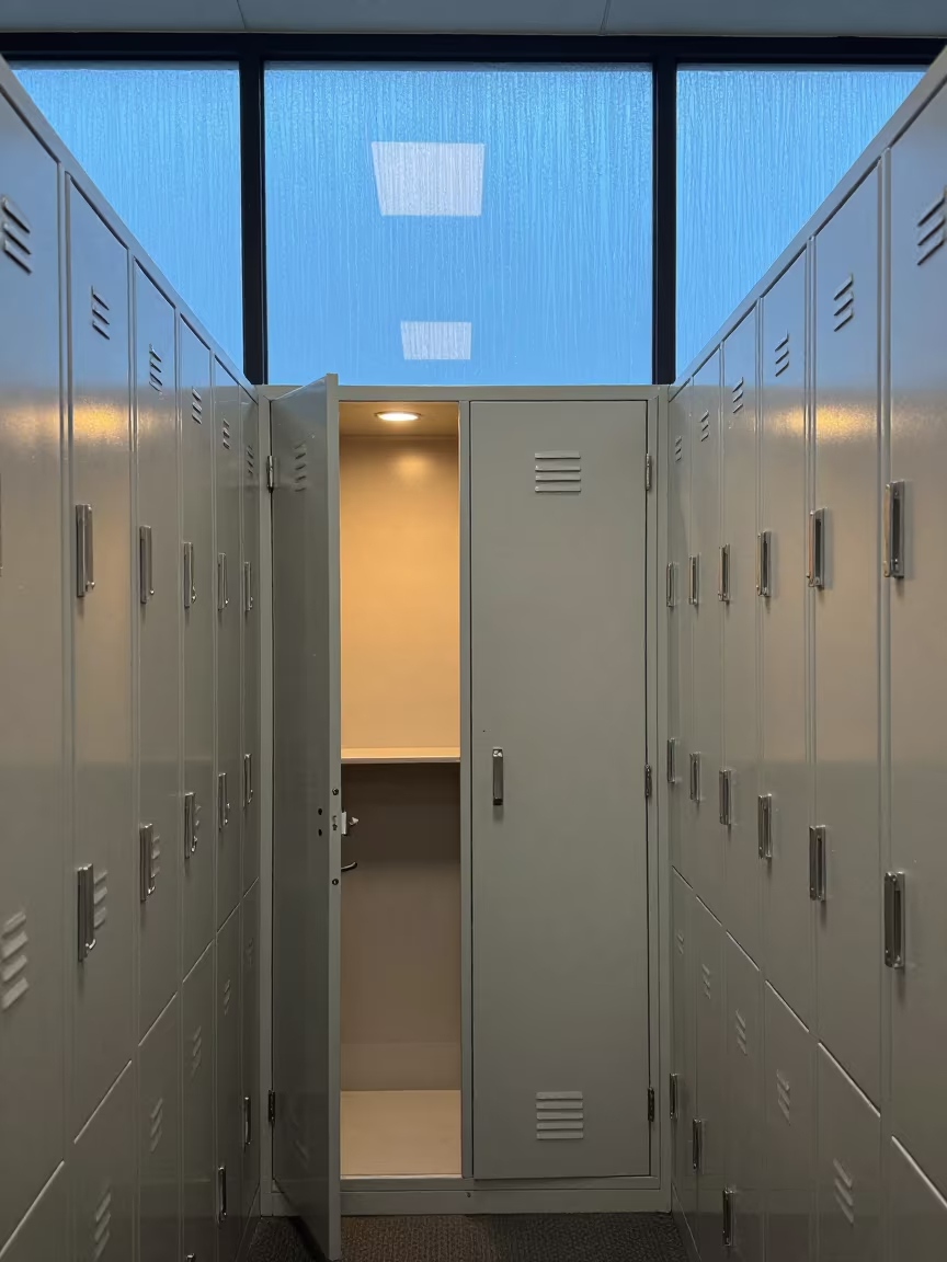 Blue Hour Locker Bank in Kirkuk Office Hallway in inside a conference room in Kirkuk