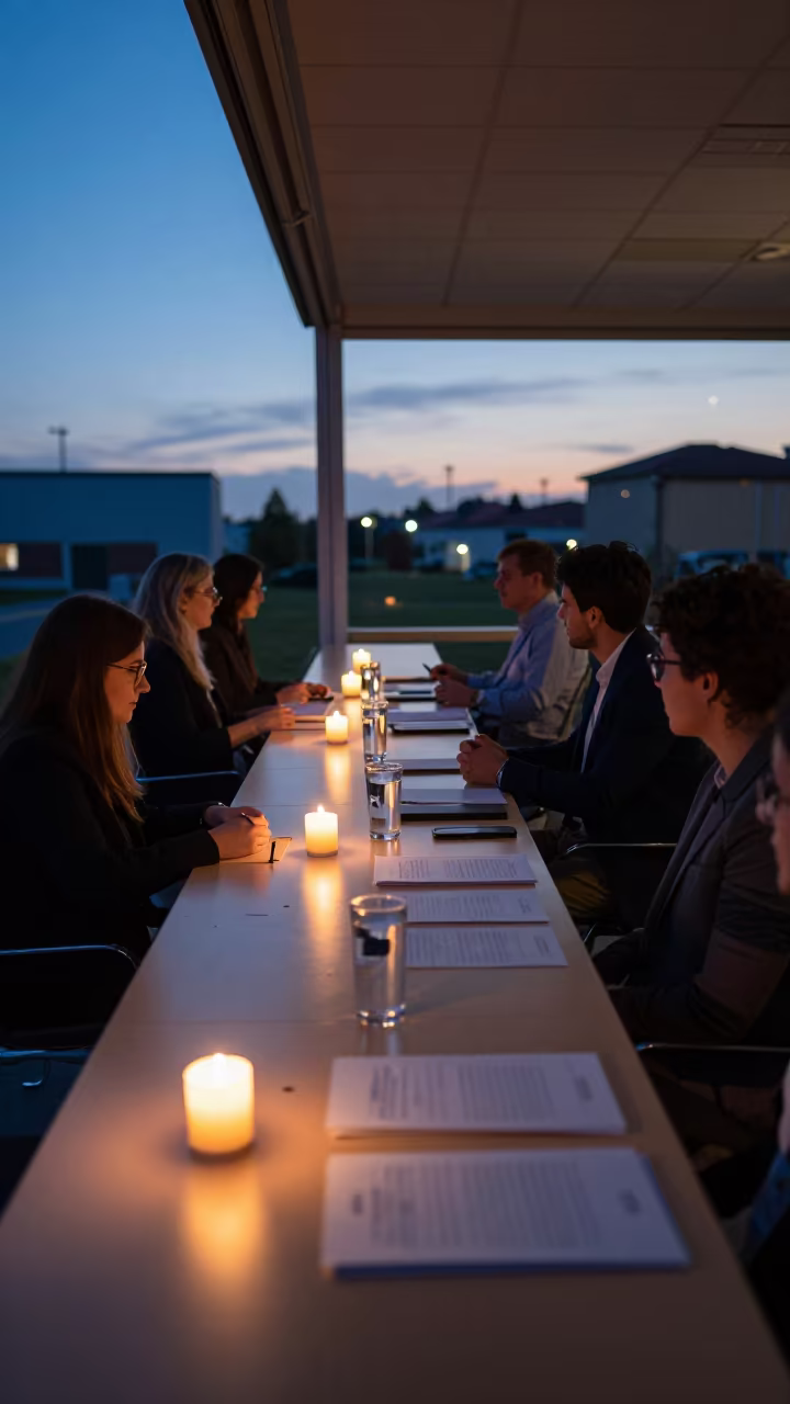 Blue Hour Office Training Room with Candlelight in at an office reception desk near Oumé