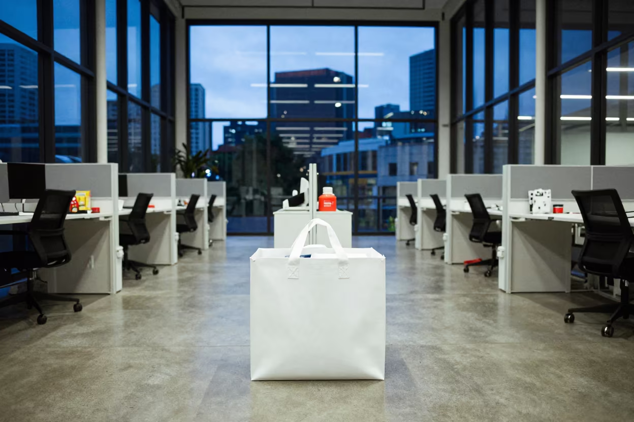 Blue Hour Office Vending Tote Carlton Melbourne in inside an open-plan office bay in Carlton, Melbourne