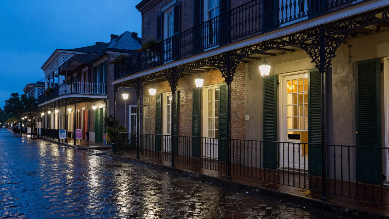 Blue Hour on Balcony in New Orleans in in New Orleans, Louisiana, United States