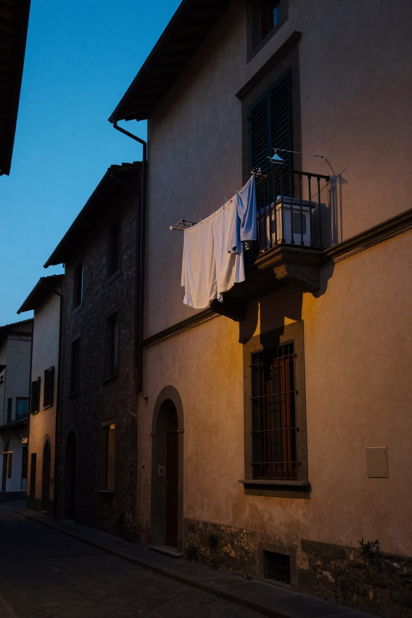 Blue Hour on Balcony in in Florence, Italy