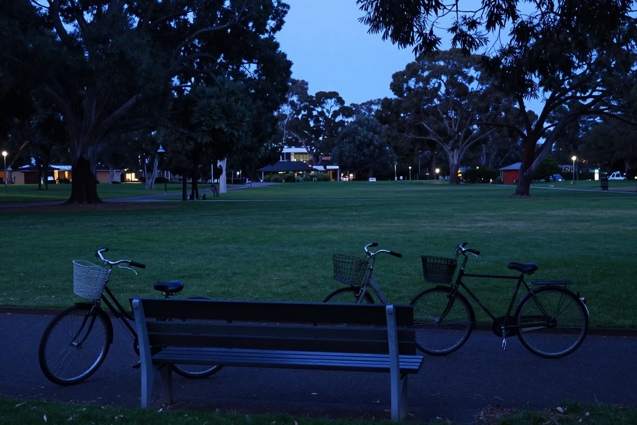 Blue Hour on Bicycle in Adelaide in in Adelaide, South Australia, Australia