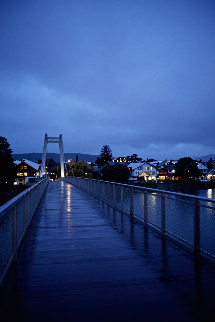 Blue Hour on Bridge in Christchurch in in Christchurch, New Zealand