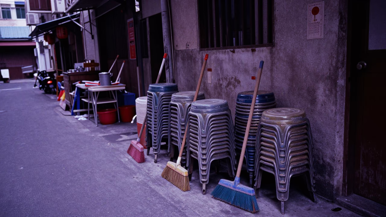 Blue Hour on Brooms in in Kaohsiung, Taiwan