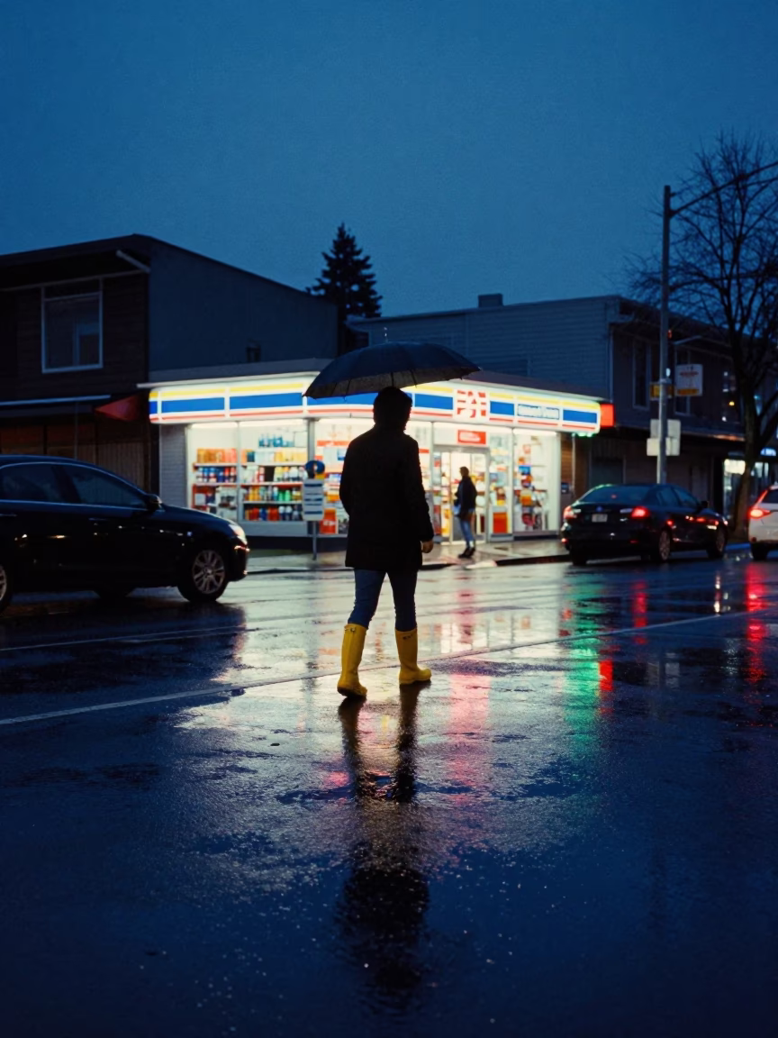 Blue Hour on Commuter in Vancouver in in Vancouver, British Columbia, Canada