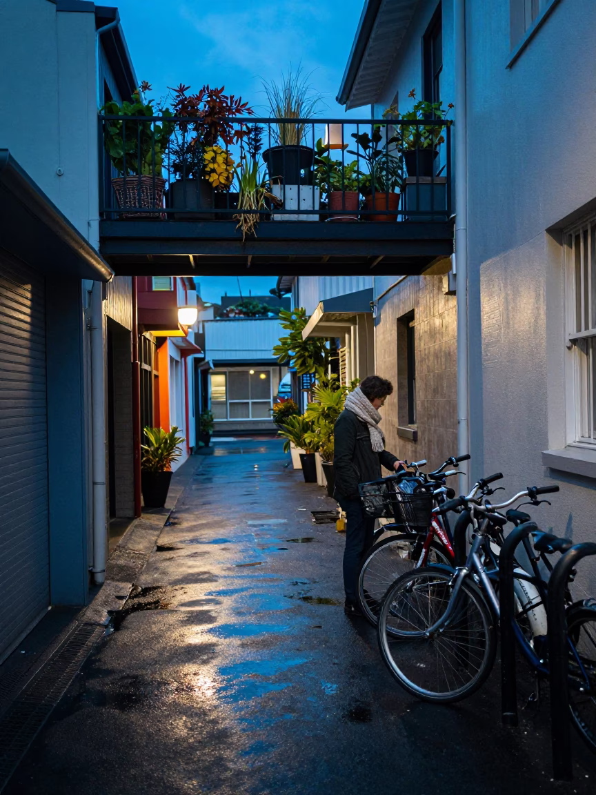 Blue Hour on Commuter in in Auckland, New Zealand