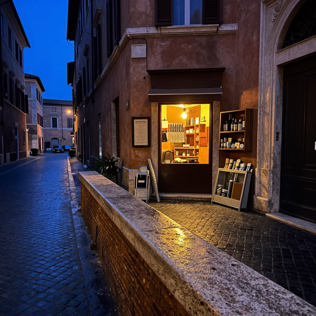 Blue Hour on Condensation in in Rome, Italy