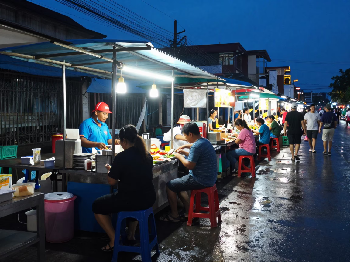 Blue Hour on Customers in in Phuket, Thailand