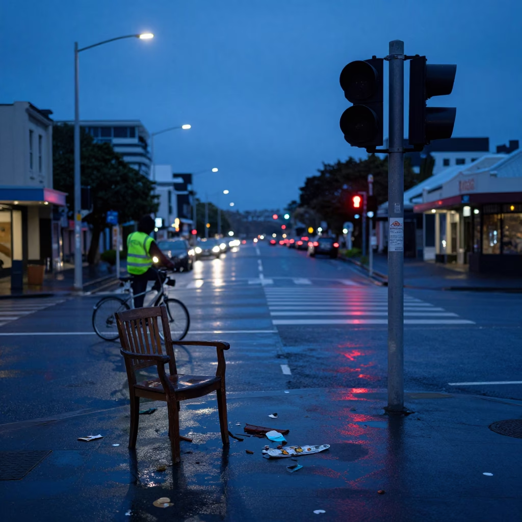 Blue Hour on Debris in in Auckland, New Zealand