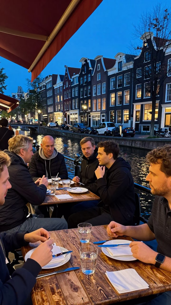 Blue Hour on Diners in in Amsterdam, Netherlands