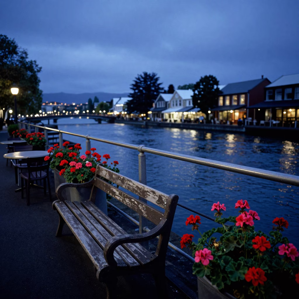 Blue Hour on Figure in in Christchurch, New Zealand
