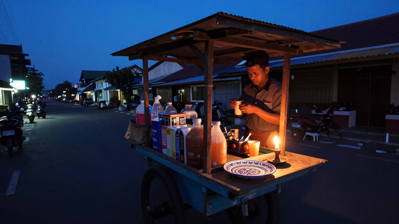 Blue Hour on Hot Drinks in Yogyakarta in in Yogyakarta, Indonesia