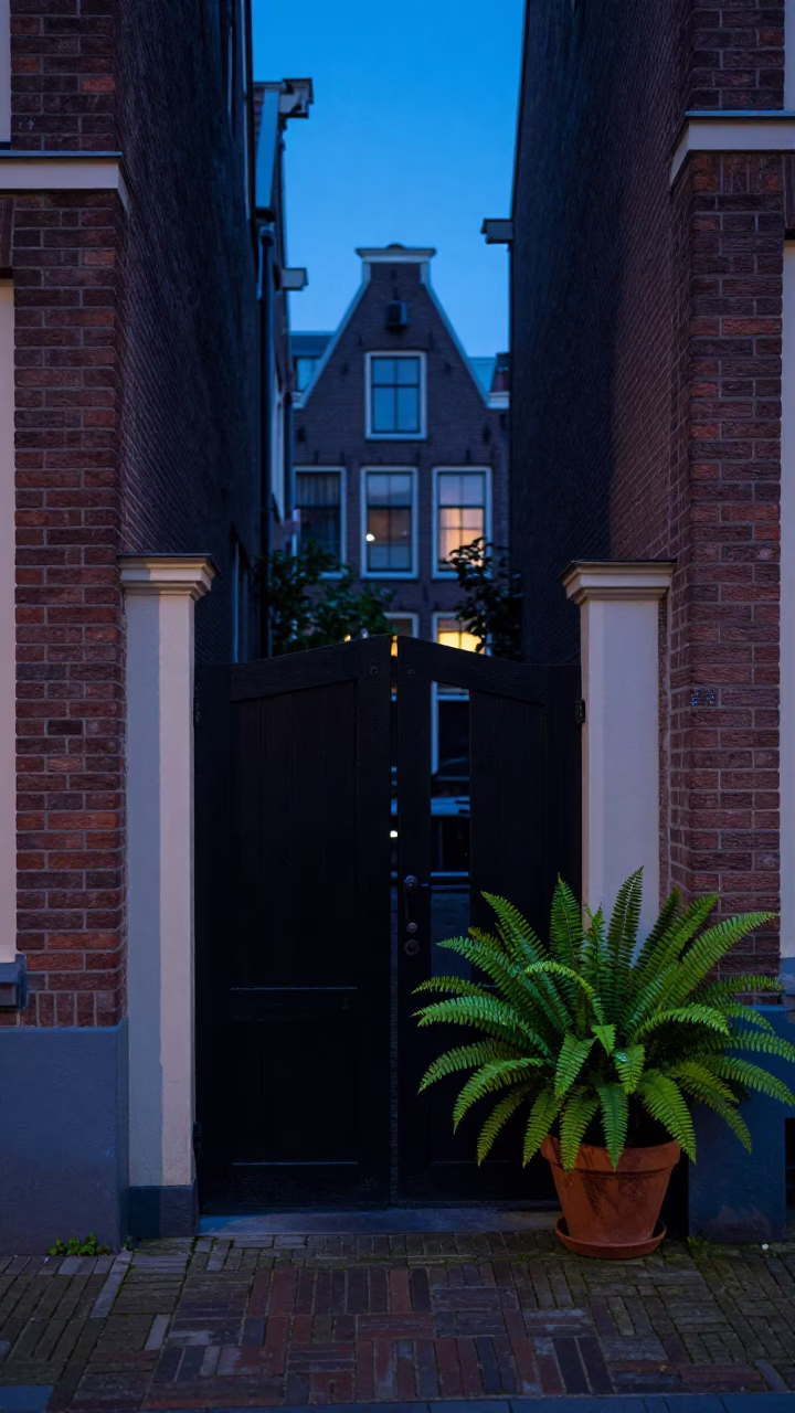 Blue Hour on House Entrance in Amsterdam in in Amsterdam, Netherlands