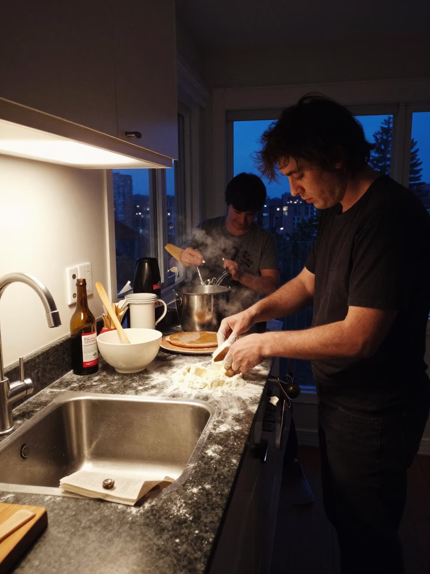 Blue Hour on Kitchen Chaos in Vancouver in in Vancouver, British Columbia, Canada