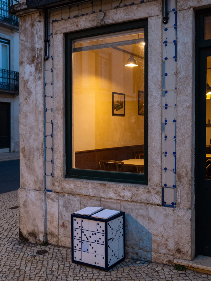 Blue Hour on Notebook in in Lisbon, Portugal