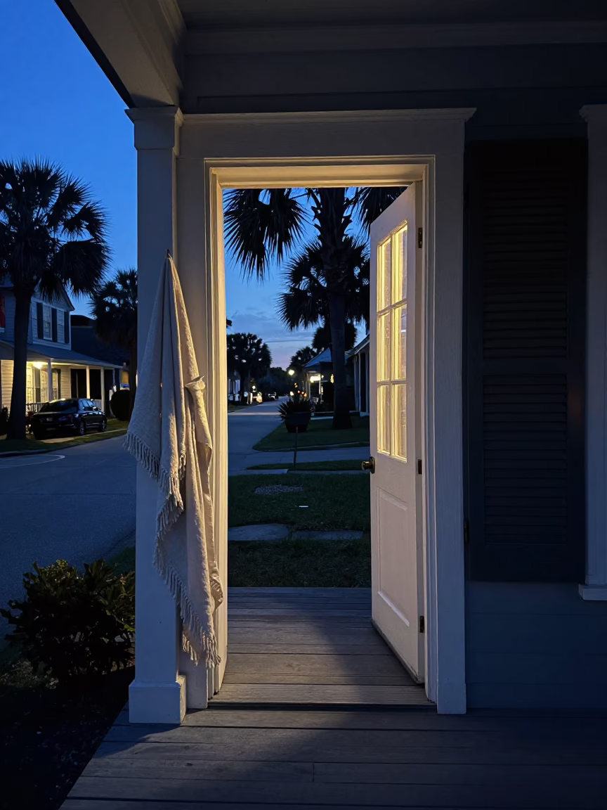 Blue Hour on Porch in Charleston in in Charleston, South Carolina, United States