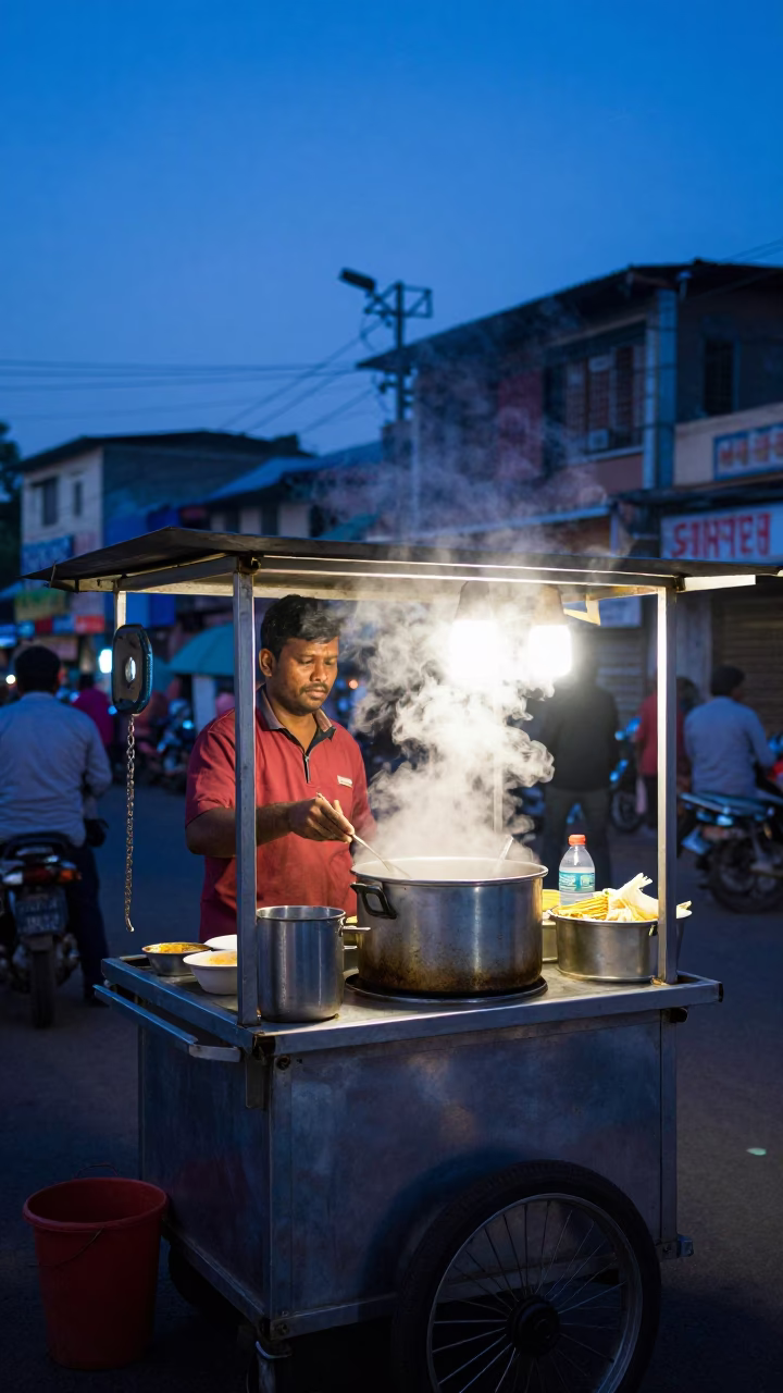 Blue Hour on Rice in Mumbai in in Mumbai, India