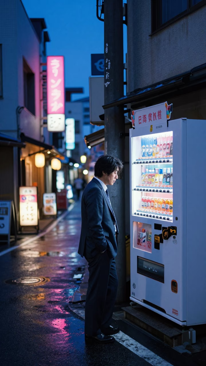 Blue Hour on Salaryman in Fukuoka in in Fukuoka, Japan