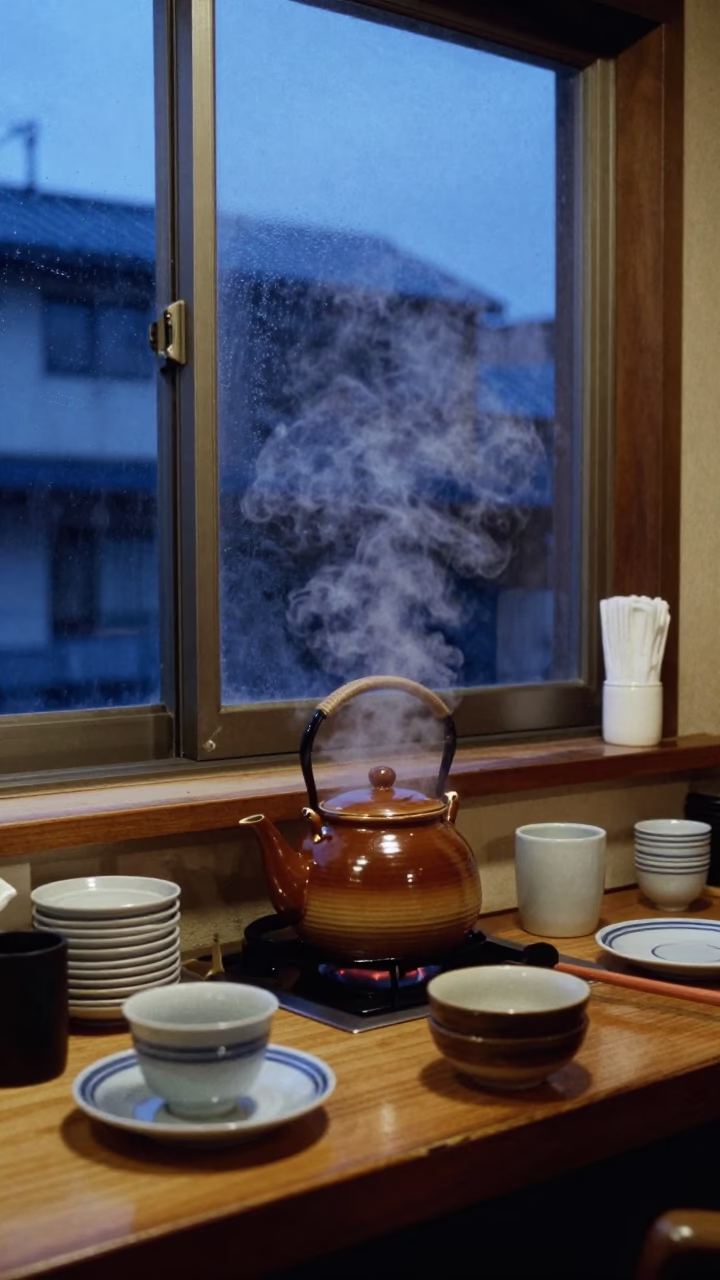 Blue Hour on Saucers in Tokyo in in Tokyo, Japan