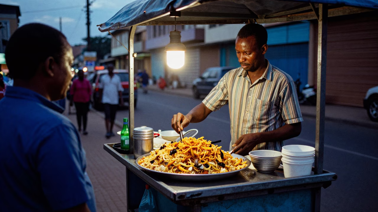 Blue Hour on Serving Koshari in Nairobi in in Nairobi, Kenya