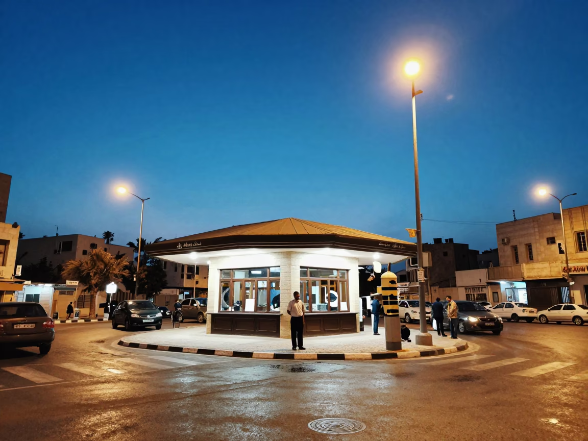 Blue Hour on Street Corner in Amman in in Amman, Jordan