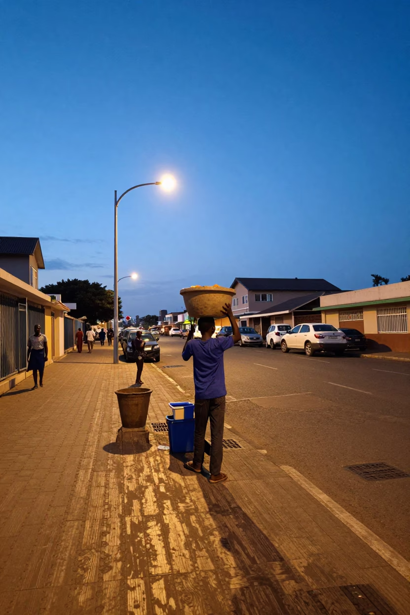 Blue Hour on Street Corner in Durban in in Durban, South Africa