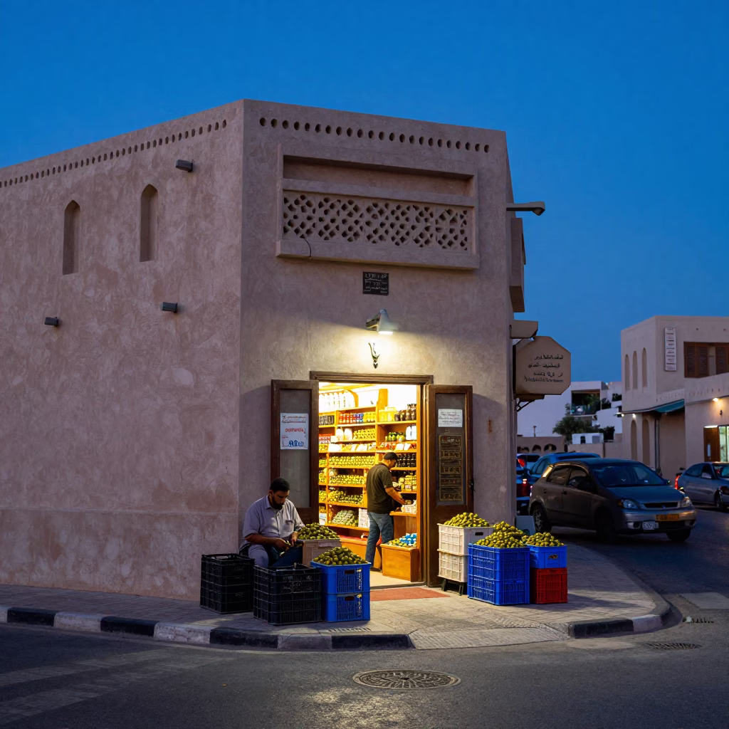 Blue Hour on Street Corner in Muscat in in Muscat, Oman