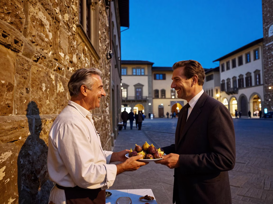 Blue Hour on Street Scene in Florence in in Florence, Italy