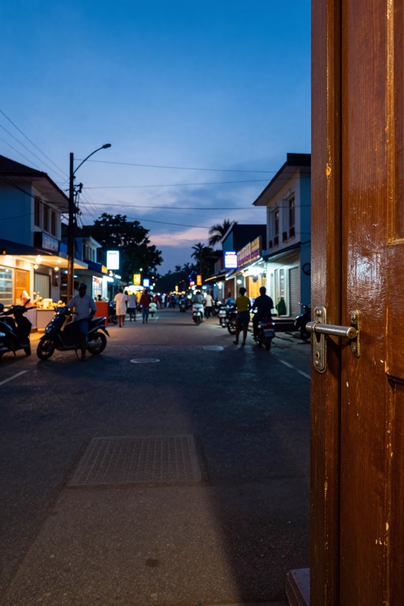 Blue Hour on Street Scene in Kochi in in Kochi, India