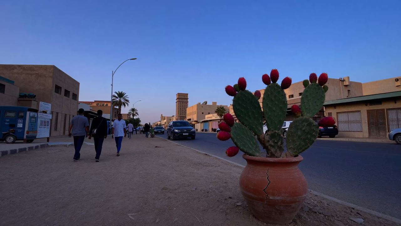 Blue Hour on Street Scene in Luxor in in Luxor, Egypt