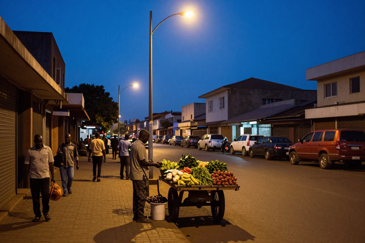 Blue Hour on Street Scene in Nairobi in in Nairobi, Kenya
