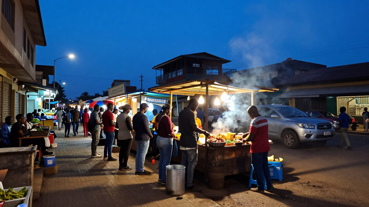 Blue Hour on Street Scene in Nairobi in in Nairobi, Kenya