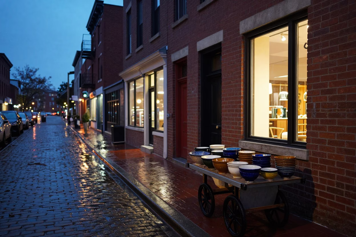Blue Hour on Street Scene in Philadelphia in in Philadelphia, Pennsylvania, United States