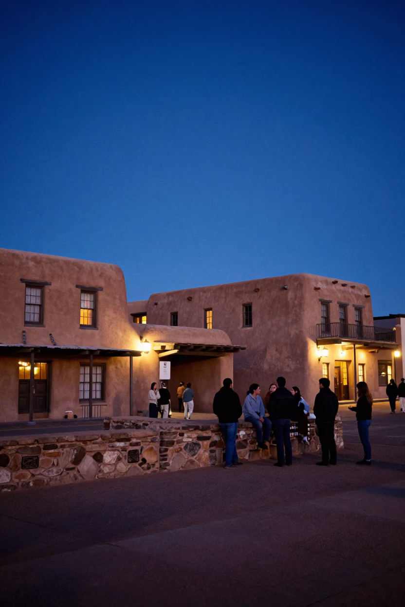Blue Hour on Street Scene in Santa Fe in in Santa Fe, New Mexico, United States