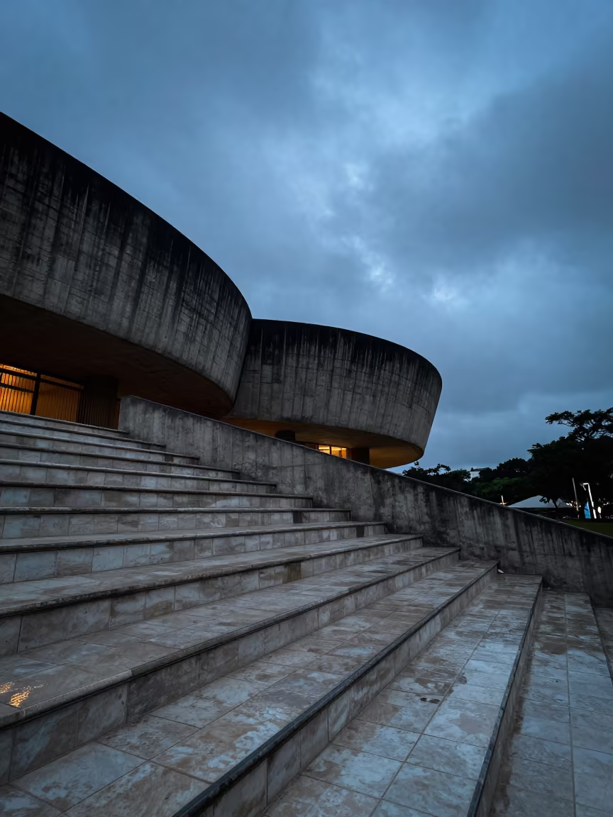 Blue Hour Opera House Staircase Silhouette in inside a tiled stair hall near Belem