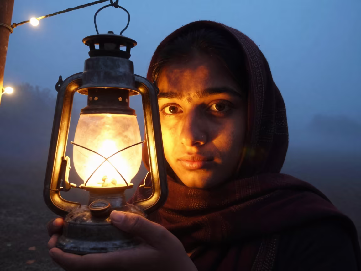 Blue Hour Portrait Near Burewala Under Lantern Glow in near Burewala