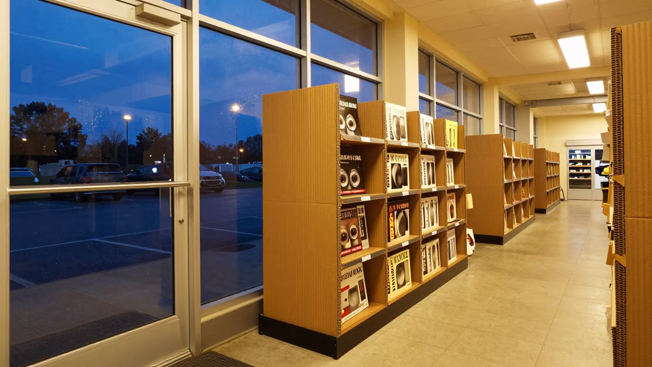 Blue Hour Promo Endcap Stack at Store Entrance in along a front-of-store display run in Yeumbeul Sud