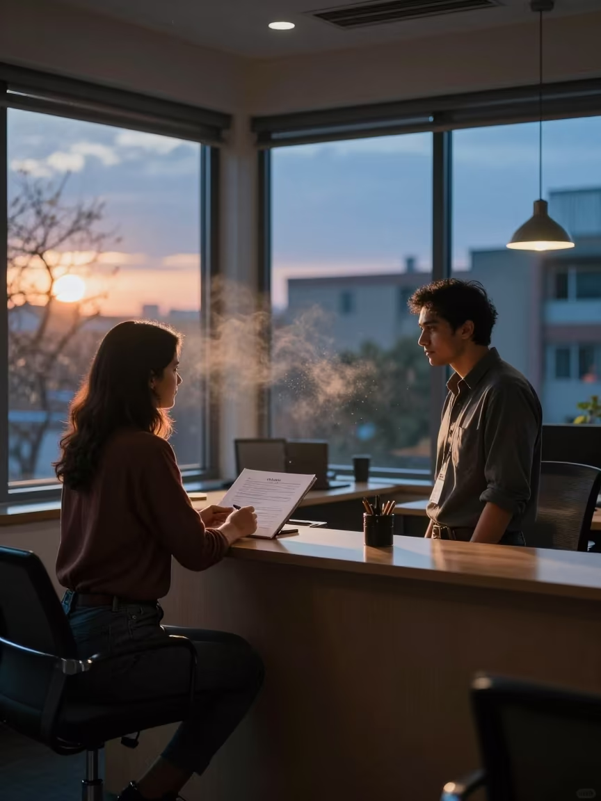 Blue Hour Reception Script Stand in Deoghar Office in inside an open-plan office bay in Deoghar