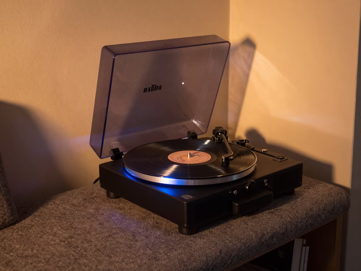 Blue Hour Record Player in Singida Reading Nook in on a reading nook cushion in Singida