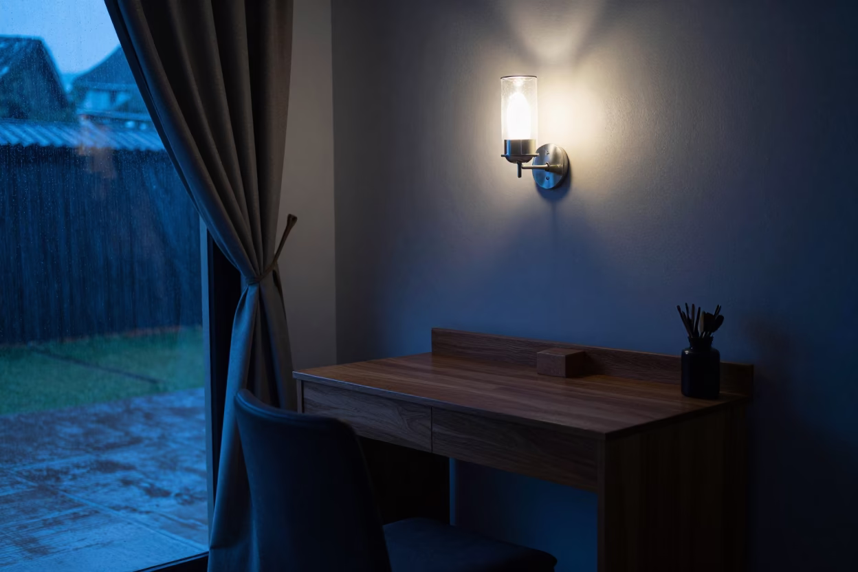 Blue Hour Sconce on Writing Desk Kaolack in on a writing desk in Kaolack