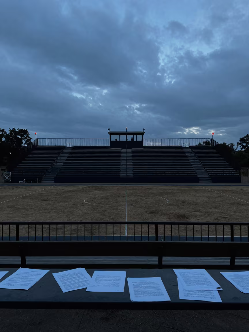 Blue Hour Silhouette Public Defender Bench Gymnasium in inside a polling station gymnasium in Newport