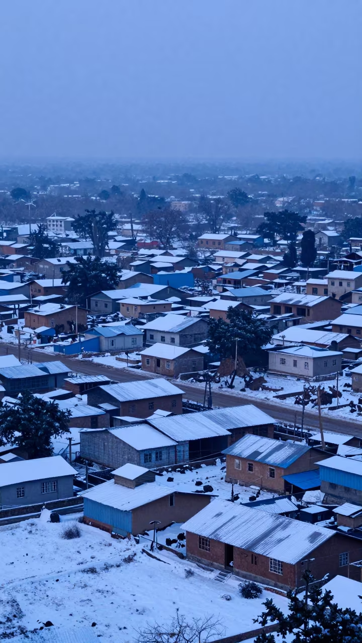 Blue Hour Snowfall Over Satkhira Plain in across a storm-bright plain near Satkhira