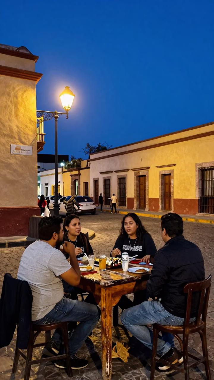Blue Hour Street Photography in Guadalajara Mexico with Traditional Mexican Table Setting in in Guadalajara, Mexico