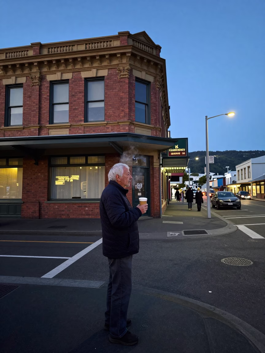 Blue Hour Street Photography in Wellington New Zealand with Vintage Details in in Wellington, New Zealand