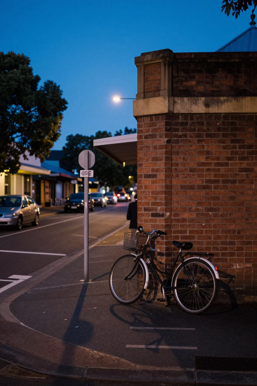 Blue Hour Street Scene in Adelaide South Australia with Vintage Details in in Adelaide, South Australia, Australia