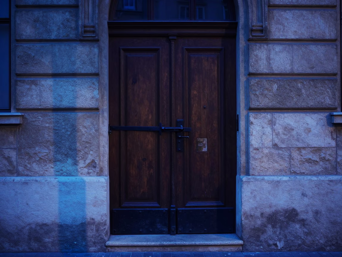 Blue Hour Street Scene in Budapest Hungary with Iron Deadbolt and Ferry Piling in in Budapest, Hungary