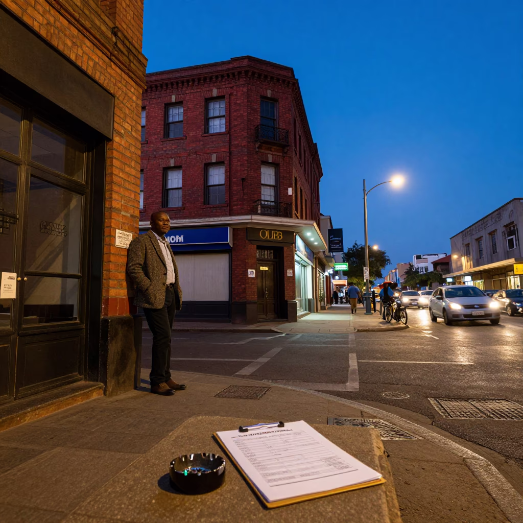 Blue Hour Street Scene in Johannesburg South Africa with Clipboard and Ashtray in in Johannesburg, South Africa